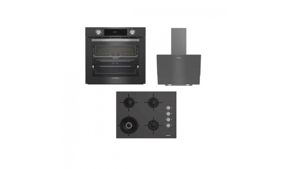 Grundig GEBM 12302 ZG+GDSP 2451 ZG+GIGL 622410 GR Gri Ankastre Set
